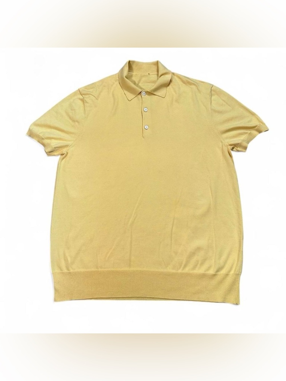 Ralph Lauren Purple Label Women’s Yellow Cotton Polo-Collar Sweater Medium